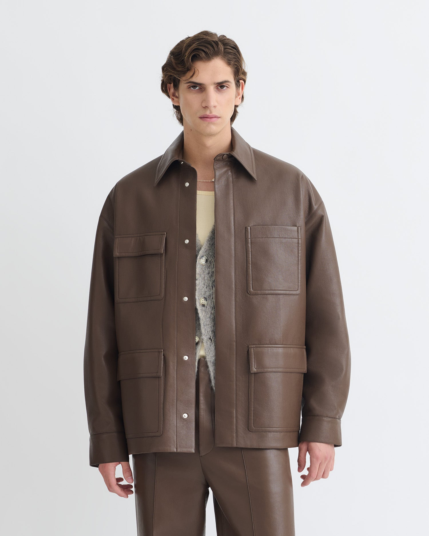 Regenerated Leather Shirt Jacket - 2