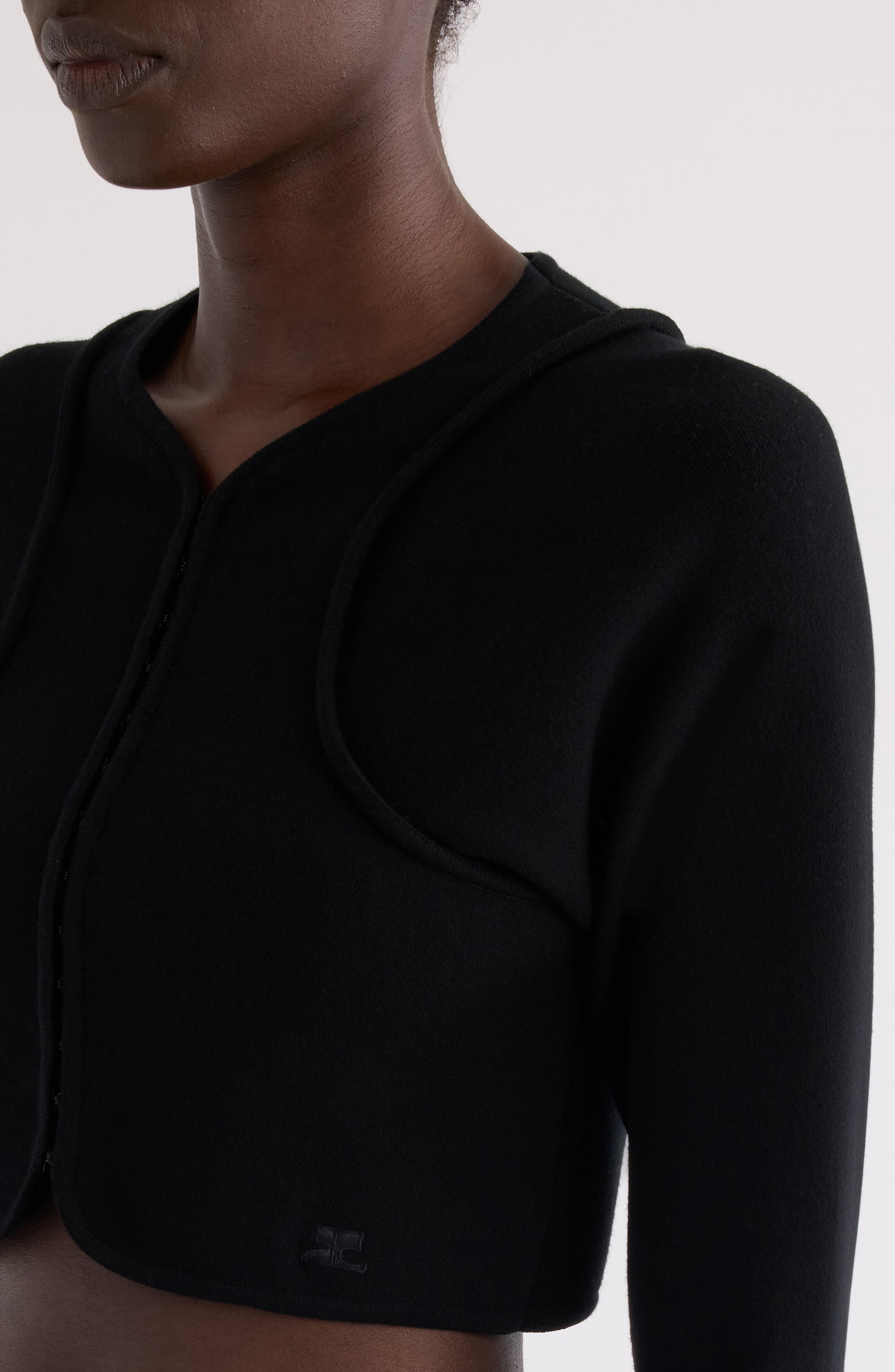 Courrèges Cutout Scuba Knit Cardigan in Black at Nordstrom - 5