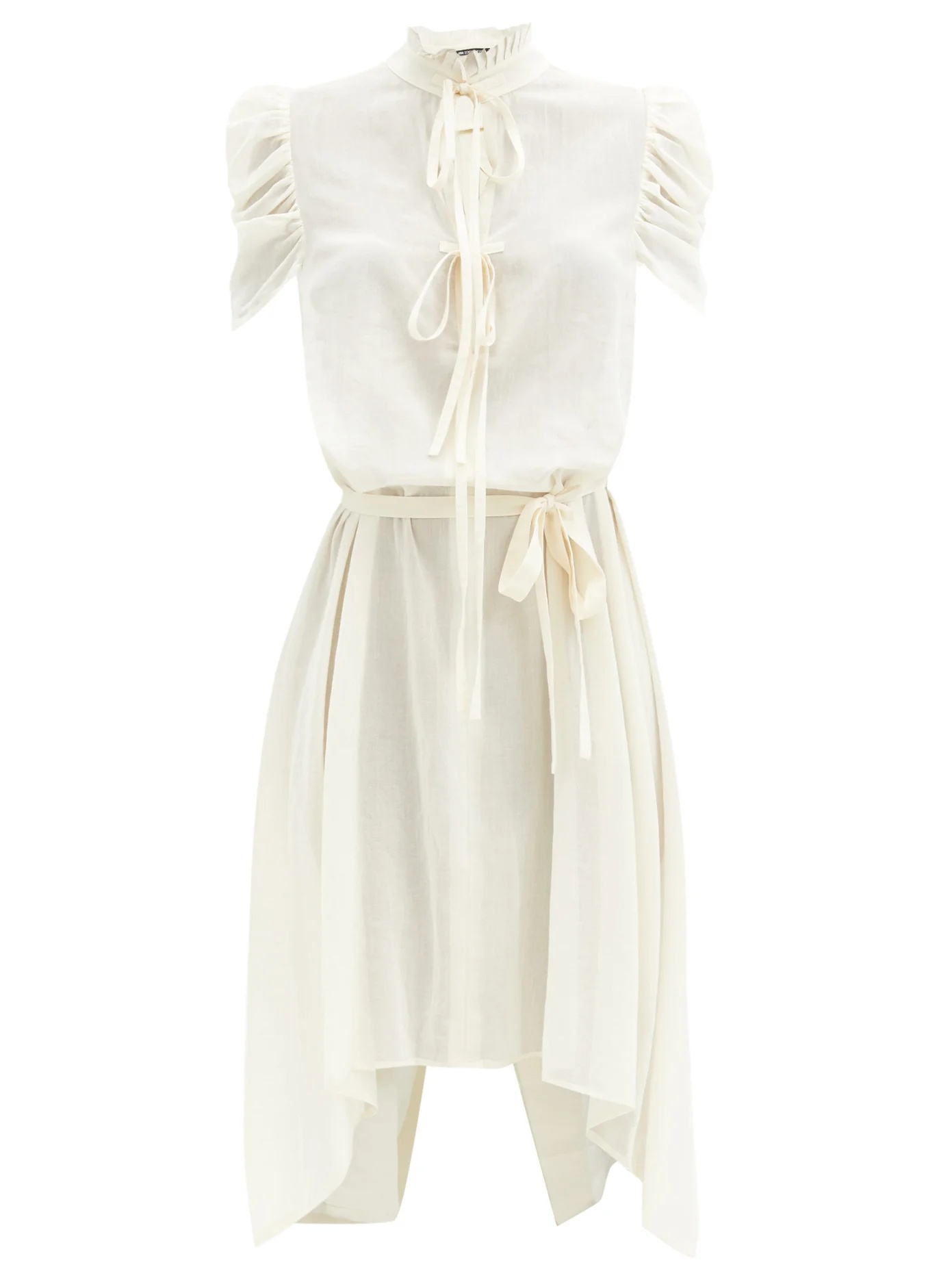 Ruffled-neck cotton-voile shirt dress - 1