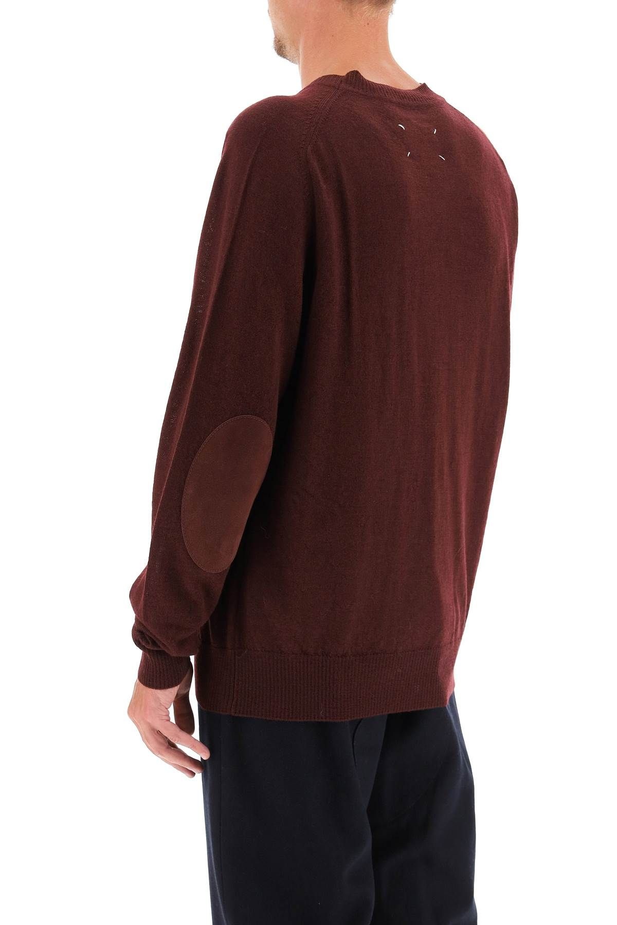 CREW NECK SWEATER WITH ELBOW PATCHES - 4