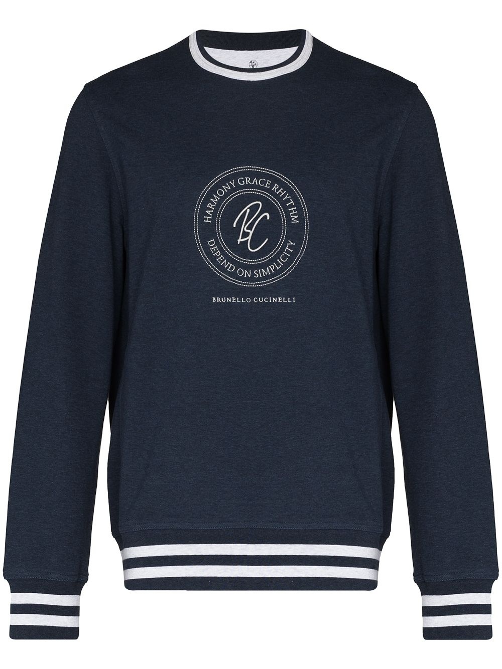 logo-print striped-trim sweatshirt - 1