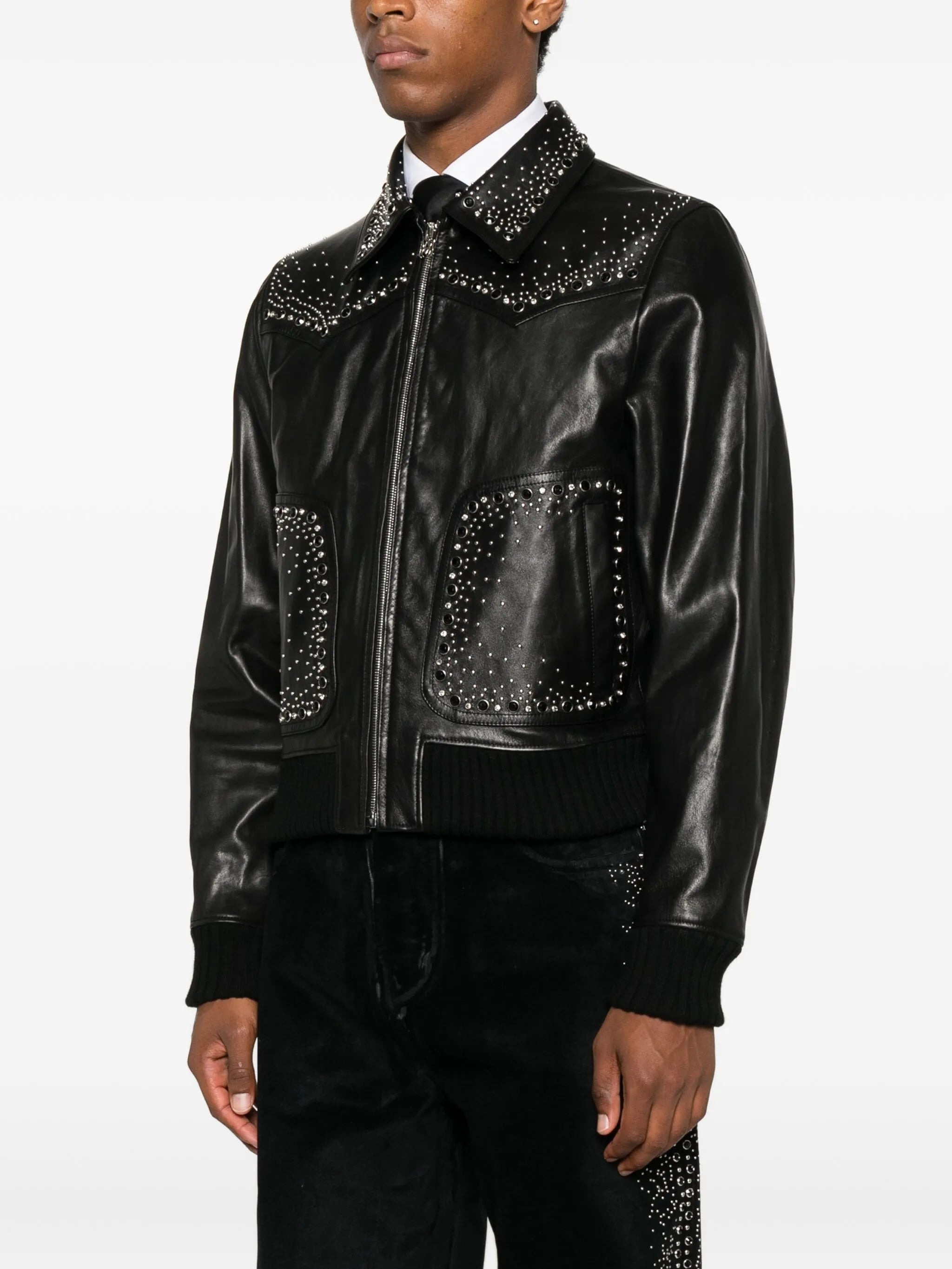 Amiri Embellished Leather Jacket - 2