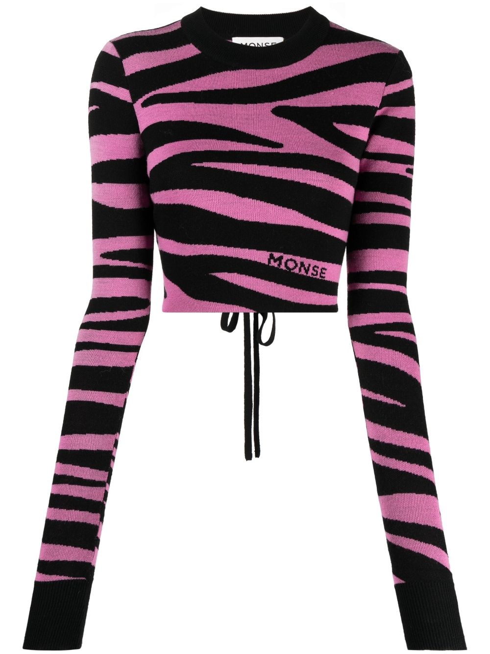 zebra-knit cropped jumper - 1