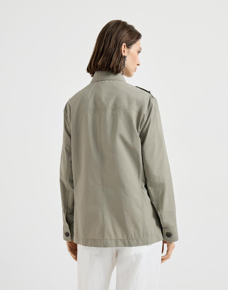 Brunello Cucinelli Lightweight techno cotton poplin outerwear jacket with monili outlook