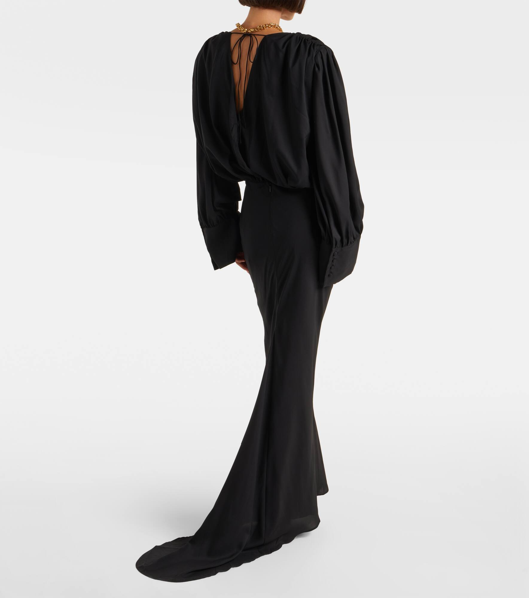 Savannah scarf-detail chiffon gown - 3