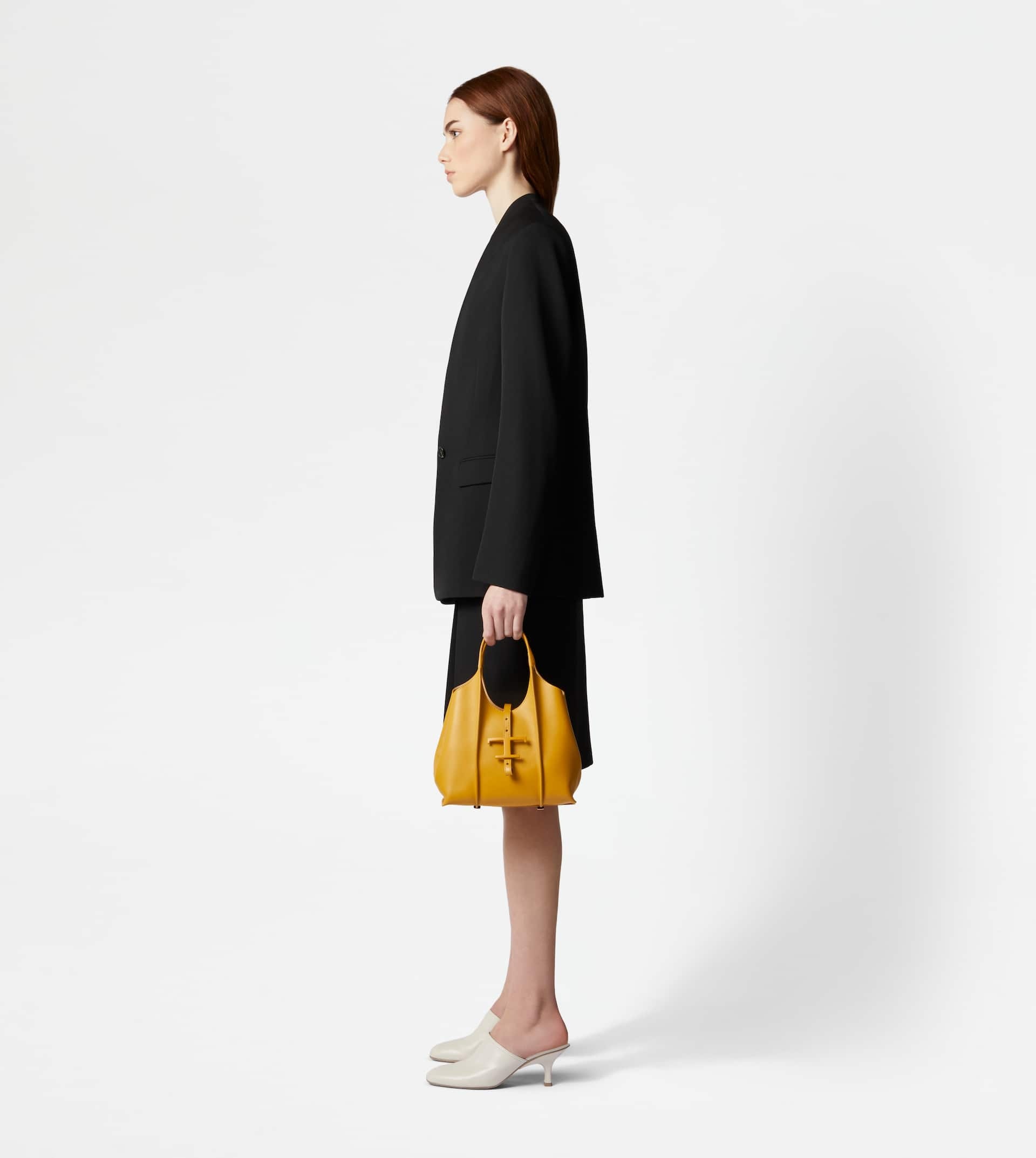 T TIMELESS SHOPPING BAG IN LEATHER MINI - YELLOW - 3