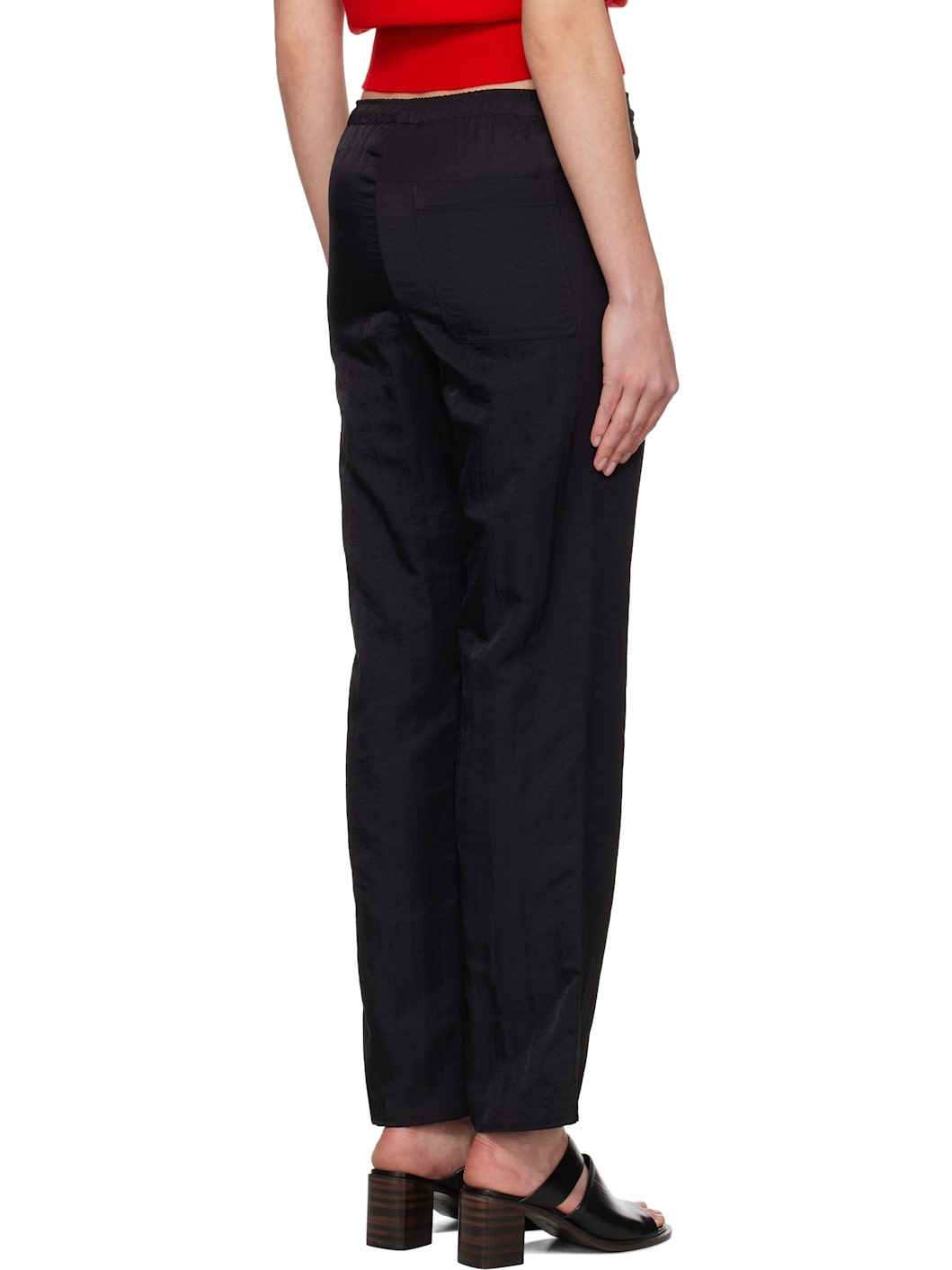 Black Nylon Drawstring Lounge Pants - 3