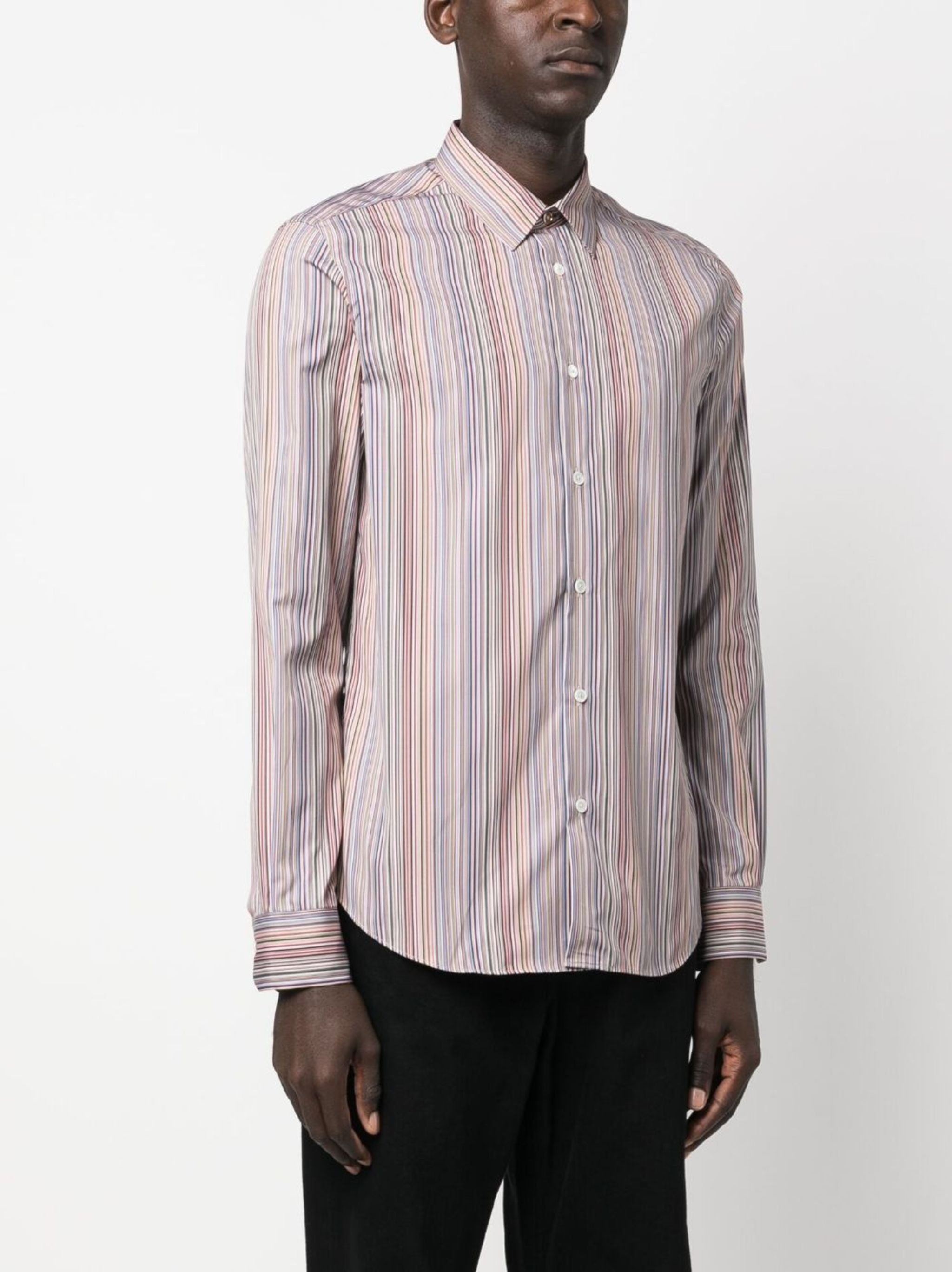 striped pointed-collar cotton shirt - 3