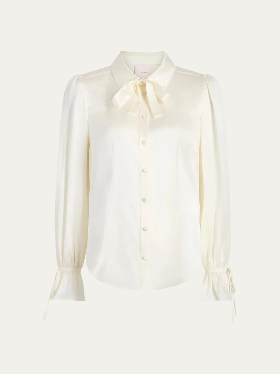 Troyer Long-Sleeve Silk Blouse - 1