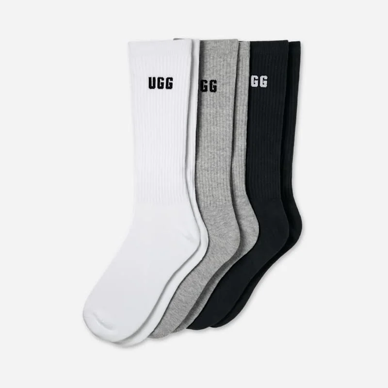 ® Men's Leander Logo Crew 3 Pack in White/Grey/Black - 1