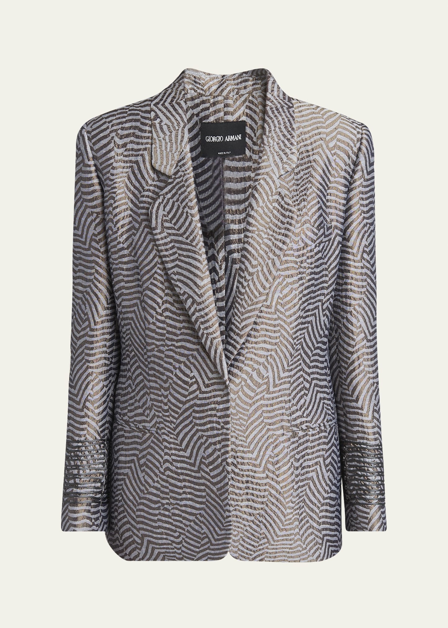 Animalier Silk Jacquard Single-Breasted Blazer Jacket - 1