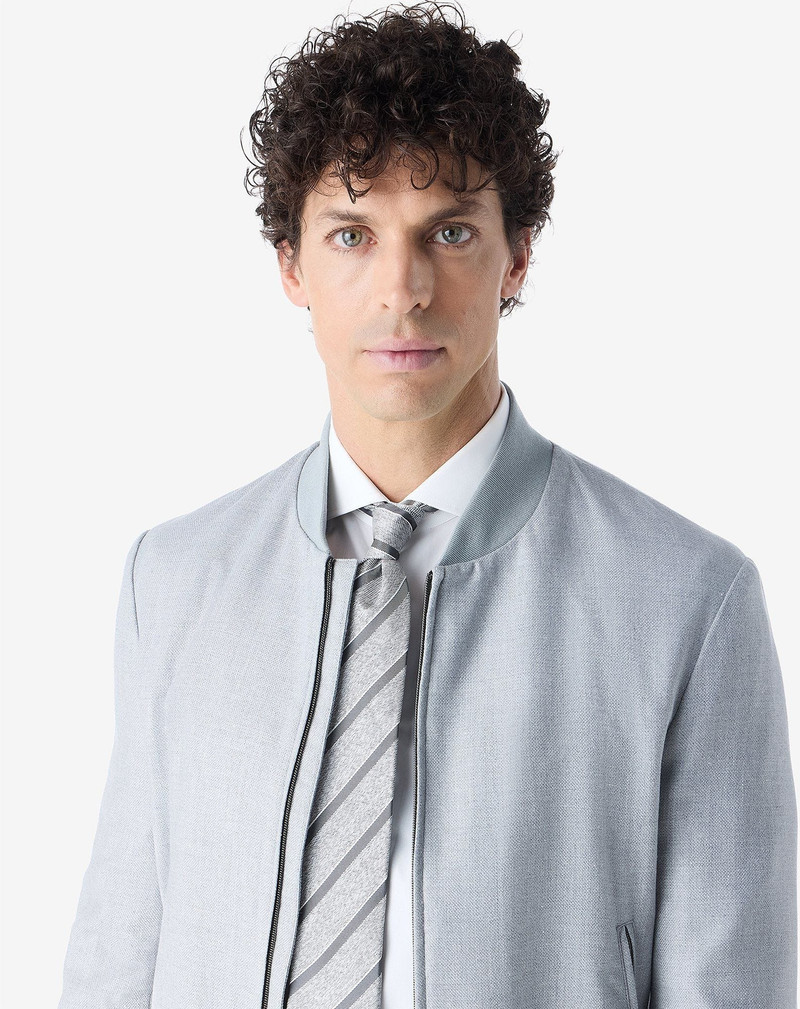 CORNELIANI Striped grey pure silk tie outlook
