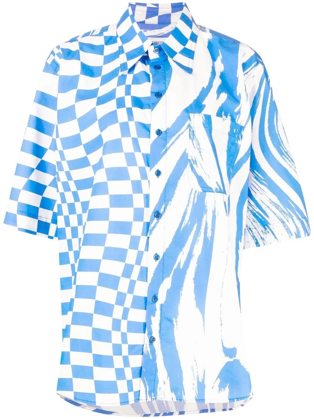 mix-print oversized shirt - 1