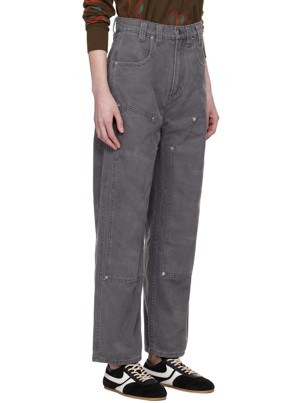 ECKHAUS LATTA Gray Double Knee Baggy Jeans | REVERSIBLE