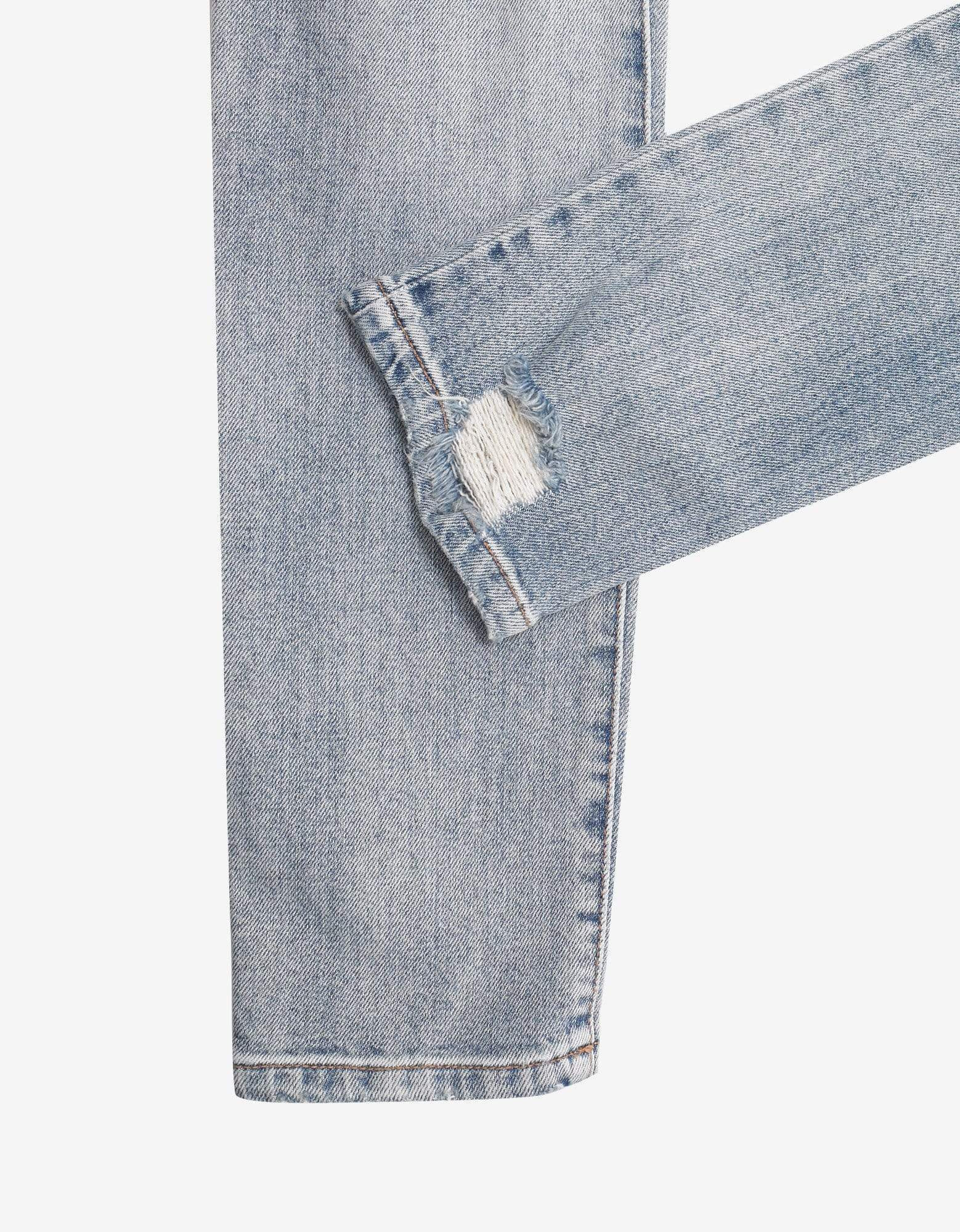 Balmain Light Blue Repaired Biker Jeans - 4