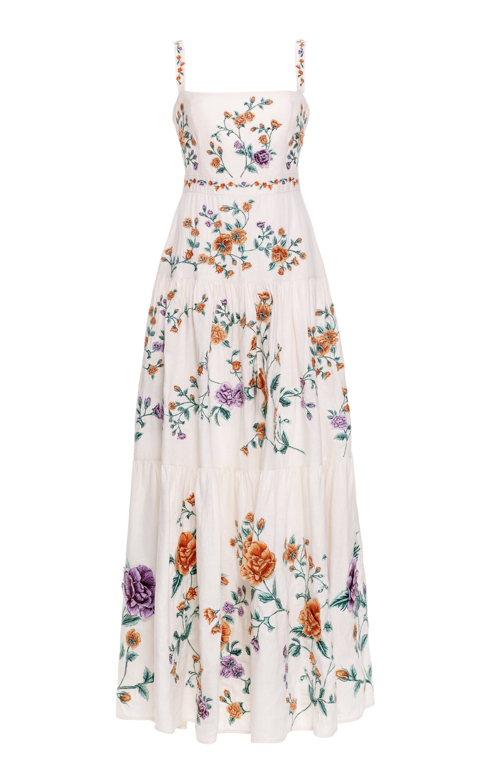 Lima Embroidered Linen Maxi Dress ivory - 1