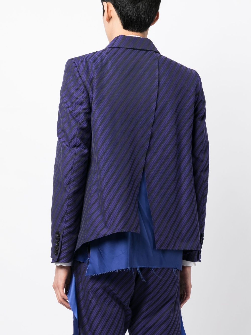 raw-hem striped blazer - 4