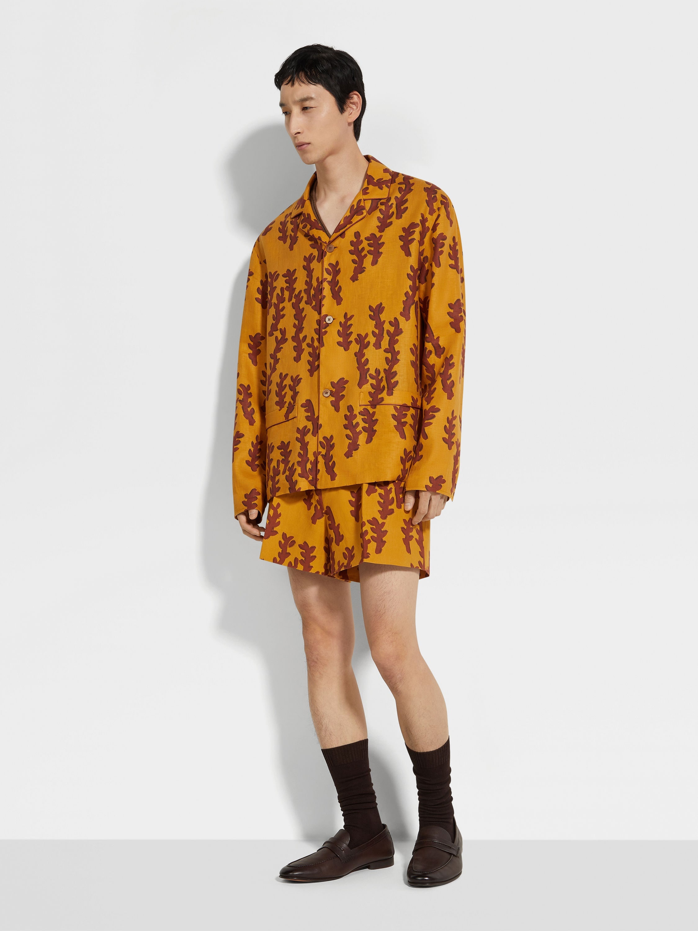 OCHRE AND BRICK RED OASI LINO SHORTS - 3