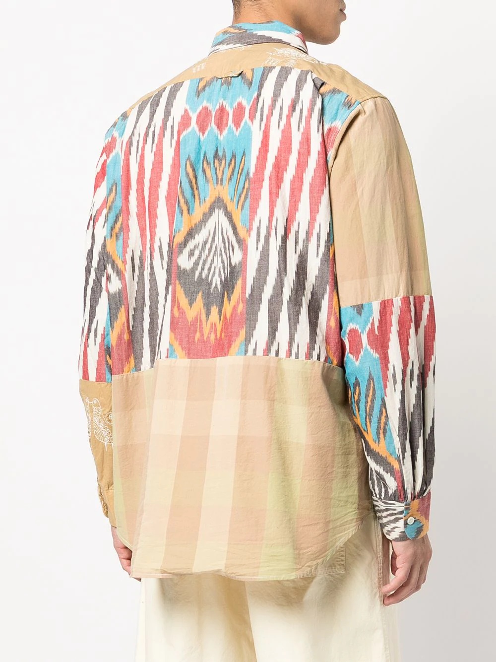 patchwork stripe longline shirt - 4