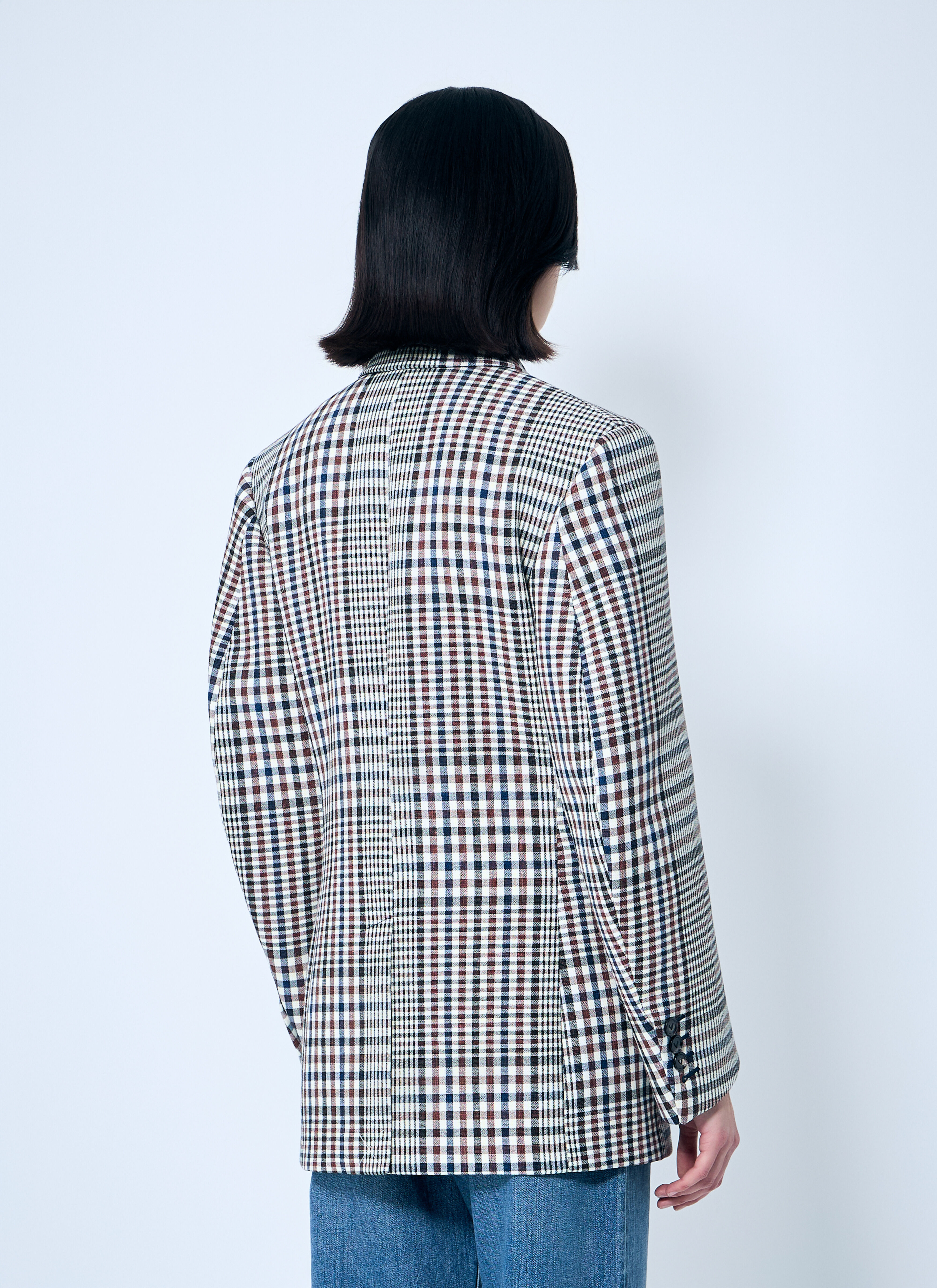 Structured Check-Cotton Blazer - 4