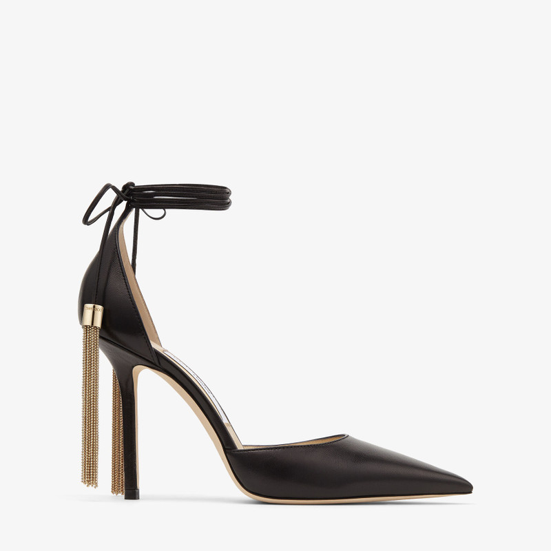 JIMMY CHOO Eris 100 Black Nappa Leather Pointed Pump