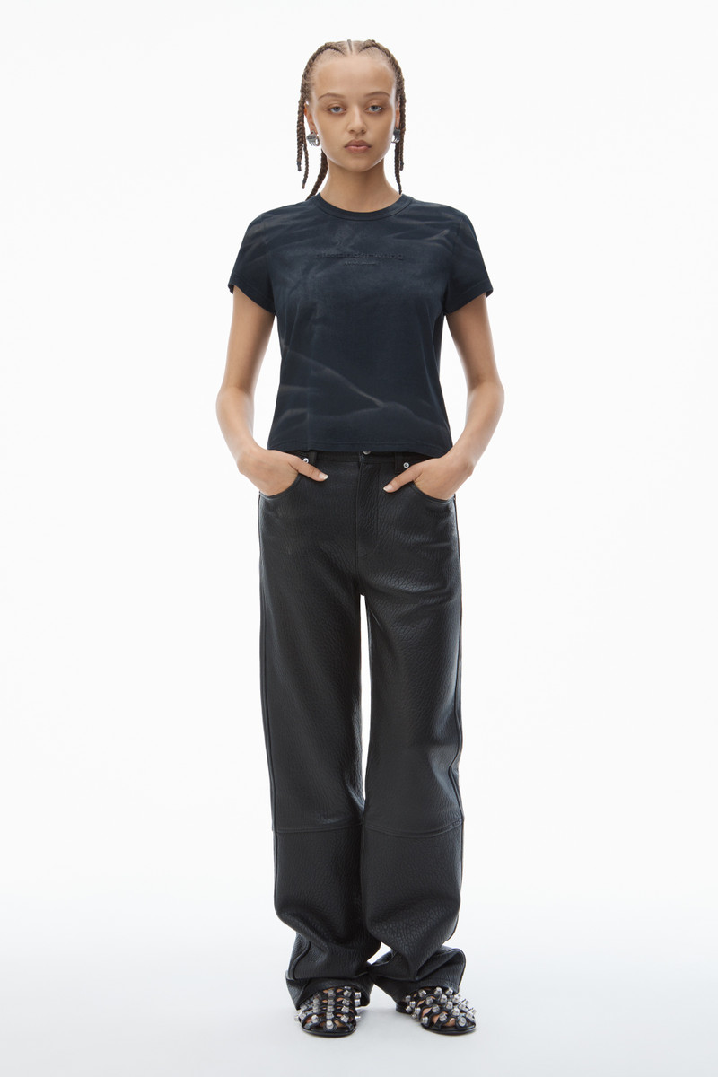 Alexander Wang Distressed Logo Shrunken Tee in Cotton Jersey outlook