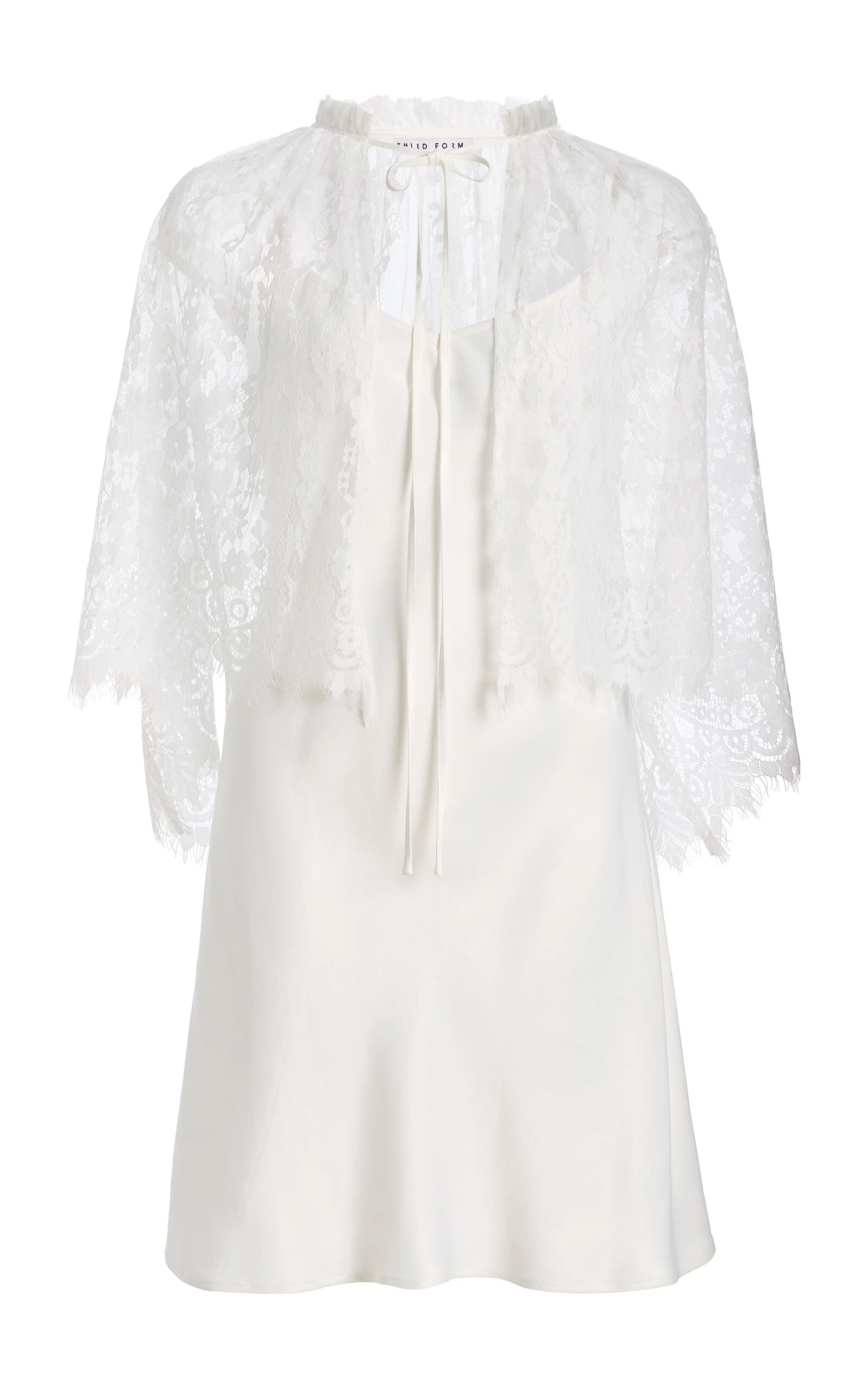 Exclusive Charmed Lace Cape and Mini Satin Slip Dress ivory - 1