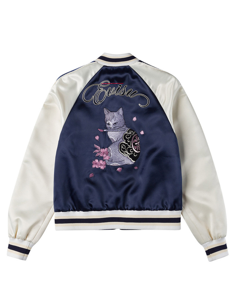 EVISU Cat Theme Embroidery Souvenir Jacket outlook