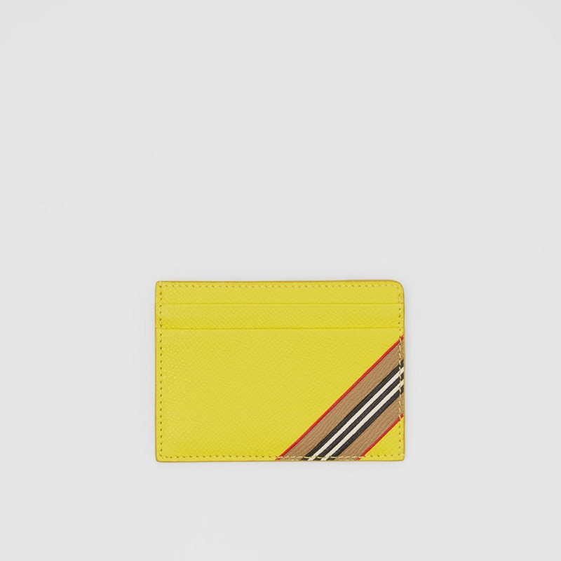 Icon Stripe Print Grainy Leather Card Case 1