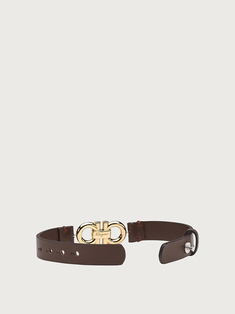 LEATHER BRACELET WITH DOUBLE SIDED GANCINI - 4