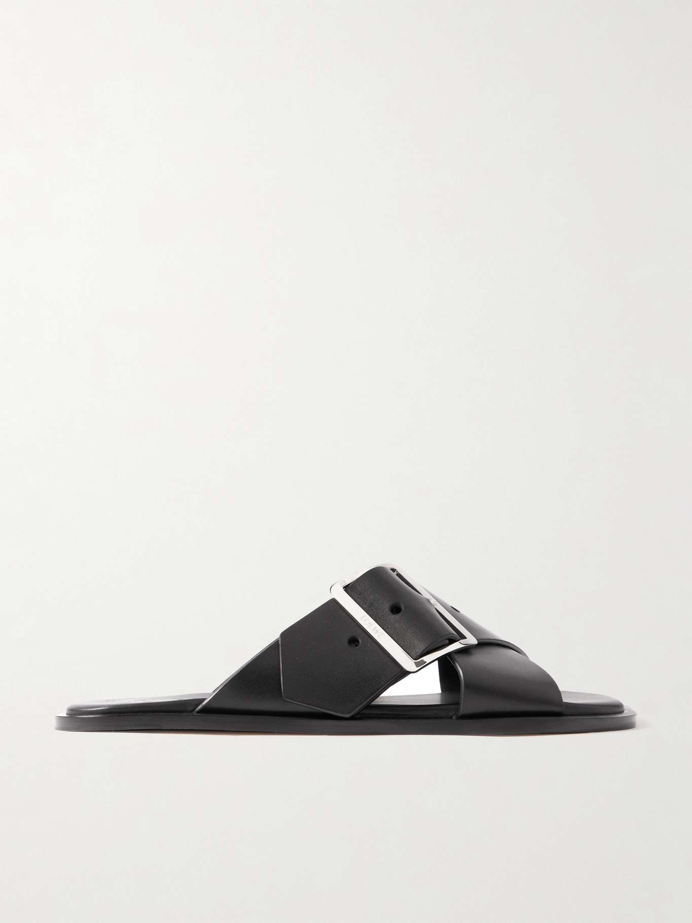 Loewe Petal Belt buckled leather slides Black | netaporter
