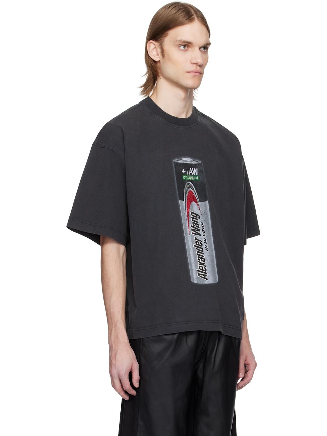 Black Battery Logo-Print Graphic T-shirt - 2