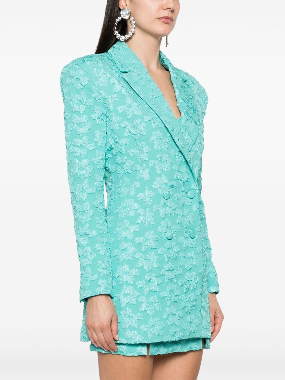 textured double-breasted blazer - 3