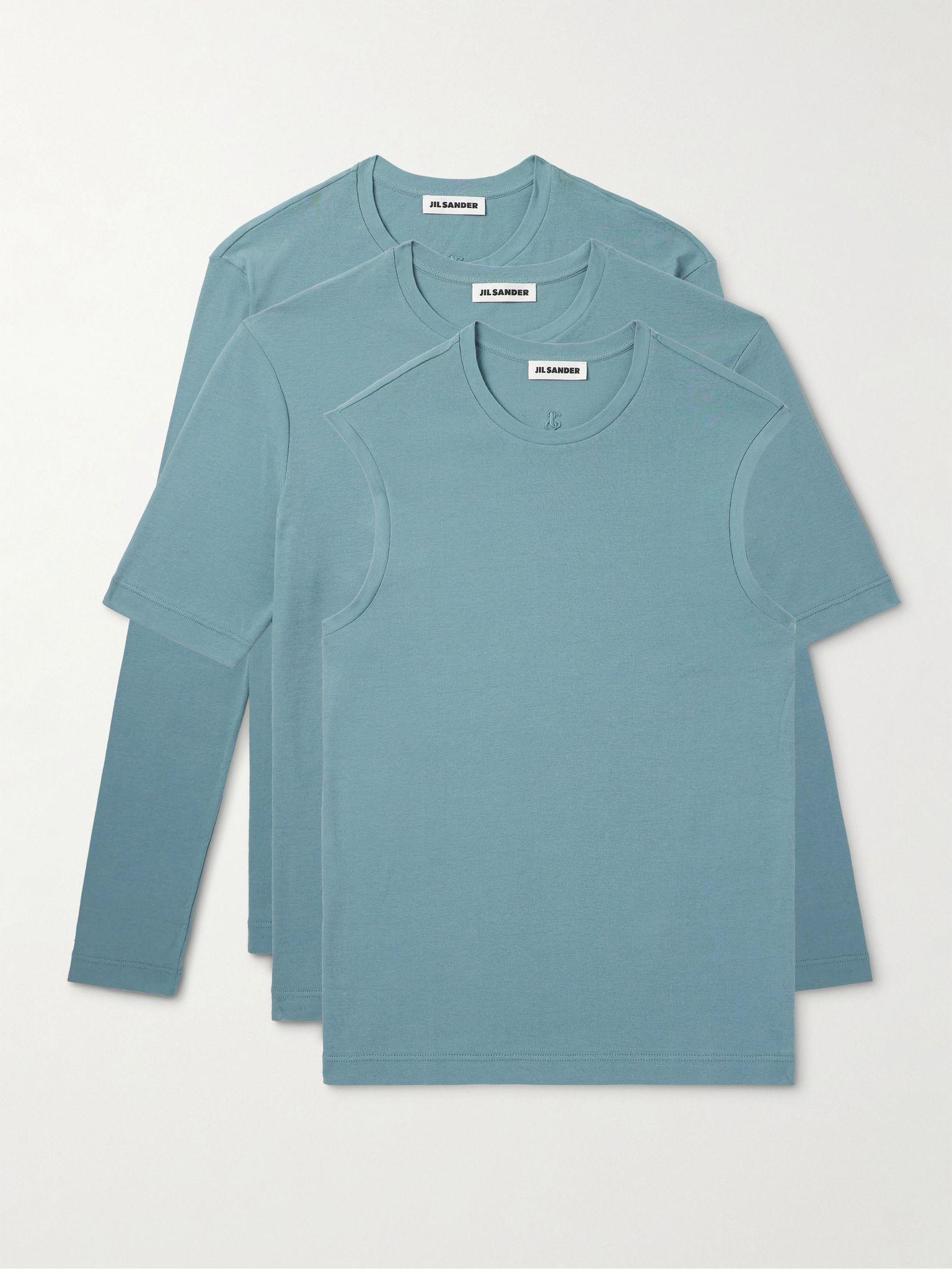 Pack of Three Slim-Fit Logo-Embroidered Cotton-Jersey Tops Blue - 1