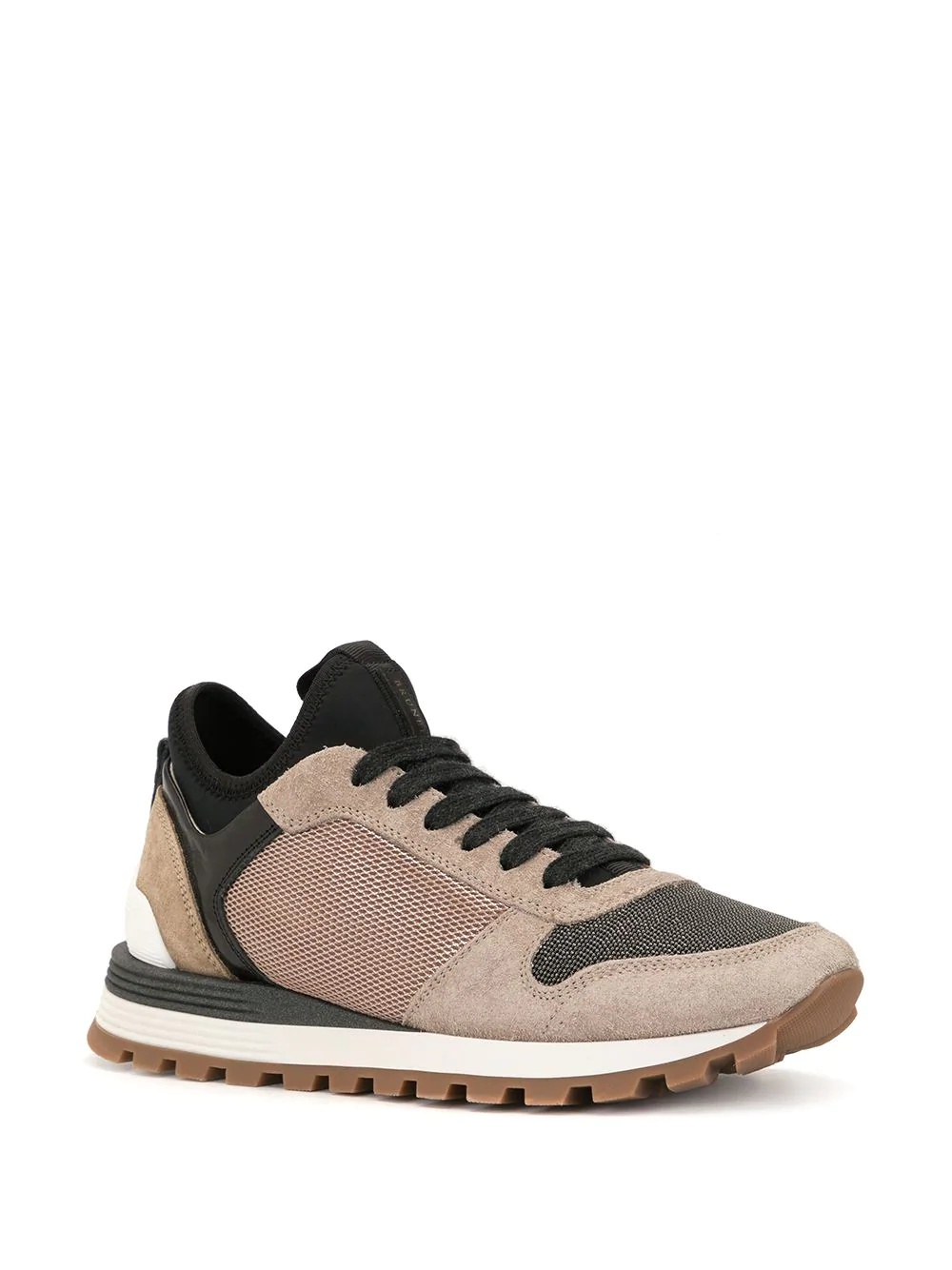 panelled leather sneakers - 2