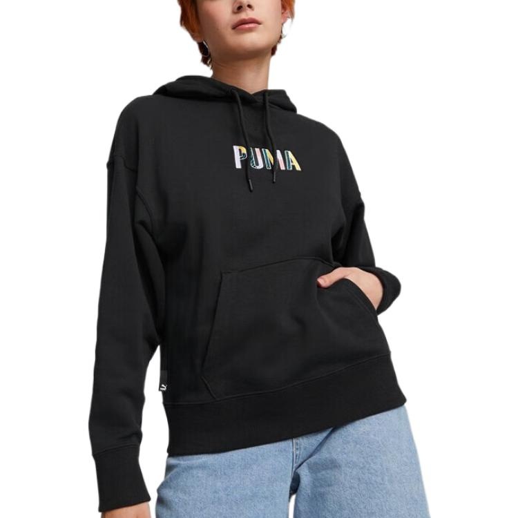 (WMNS) PUMA SWxP Graphic Hoodie 'Black' 537611-01 - 4