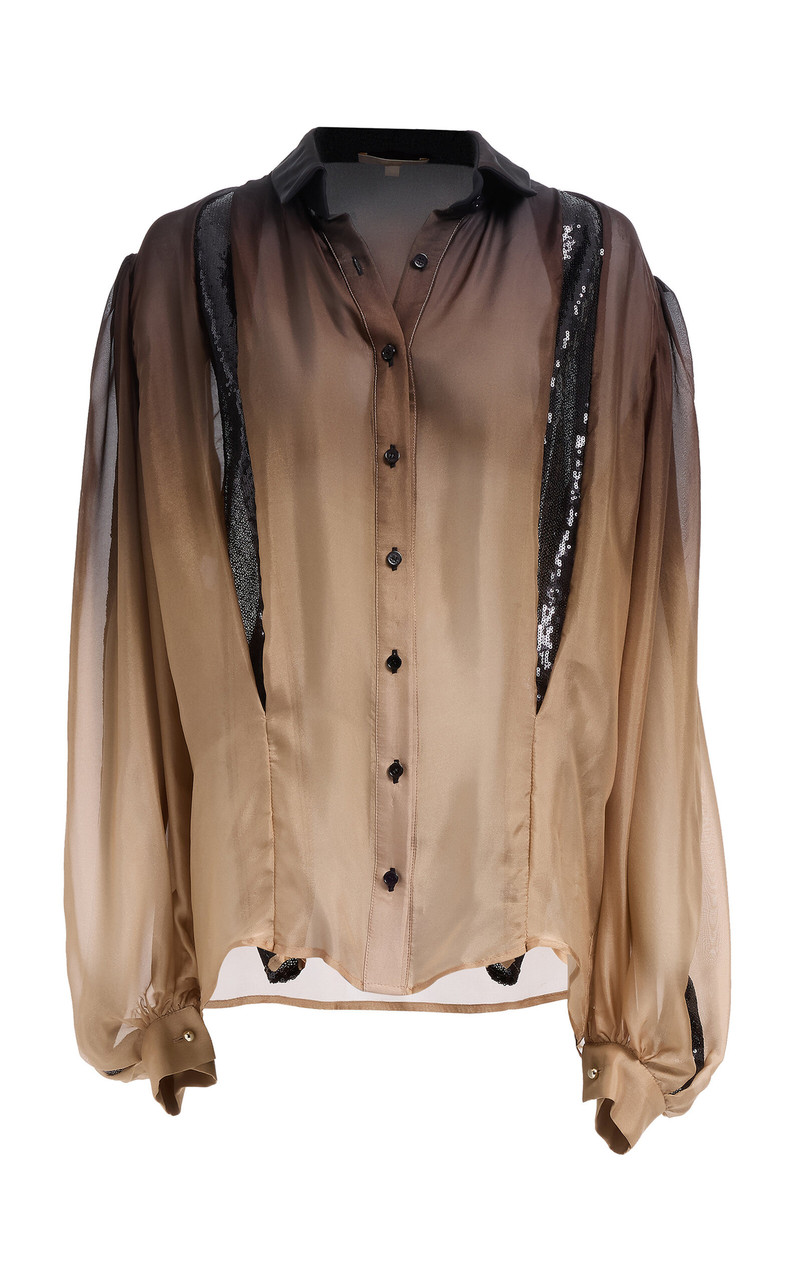 Ombré Chiffon Shirt brown 1