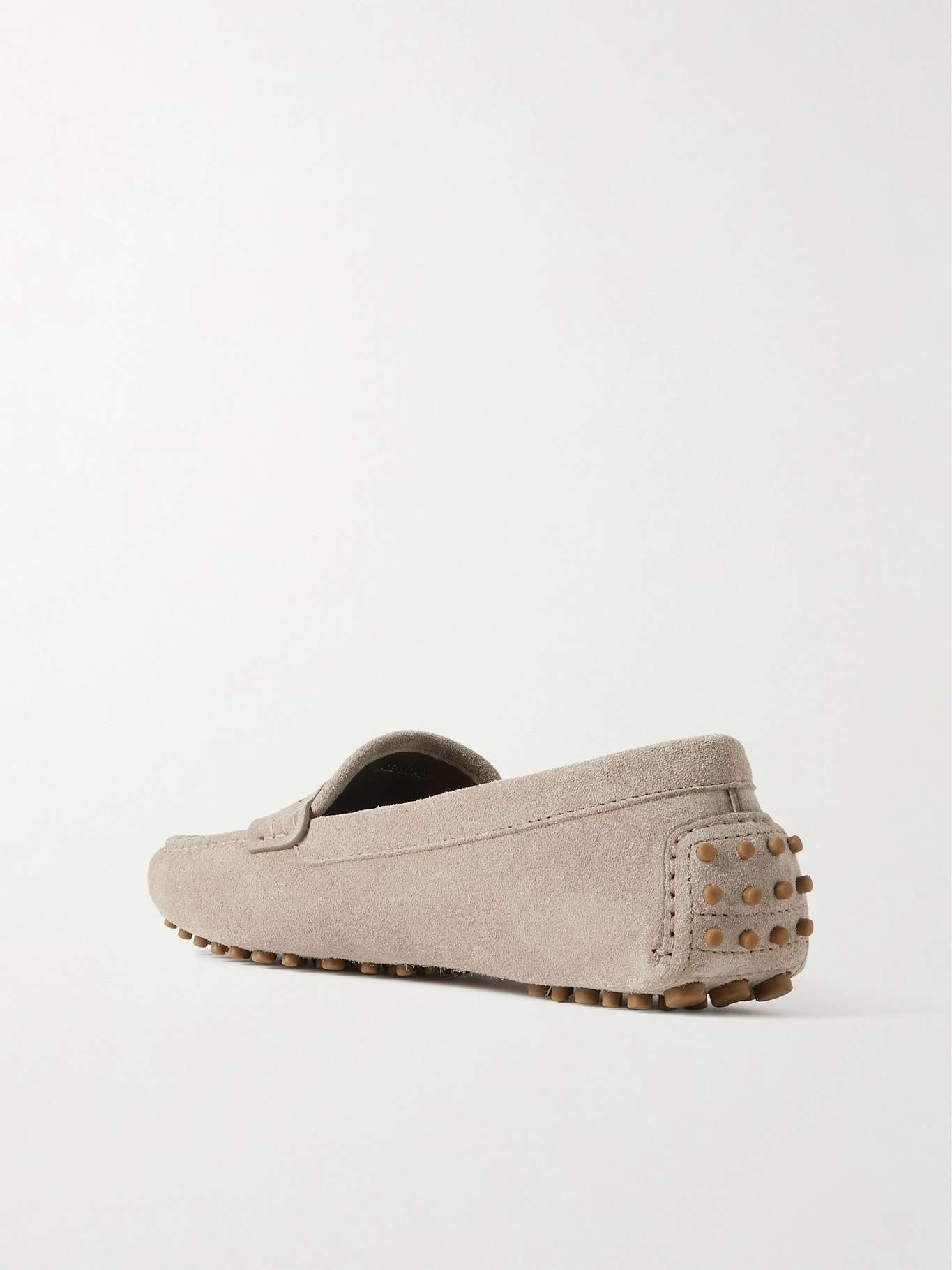 Bead-embellished suede loafers Taupe - 3