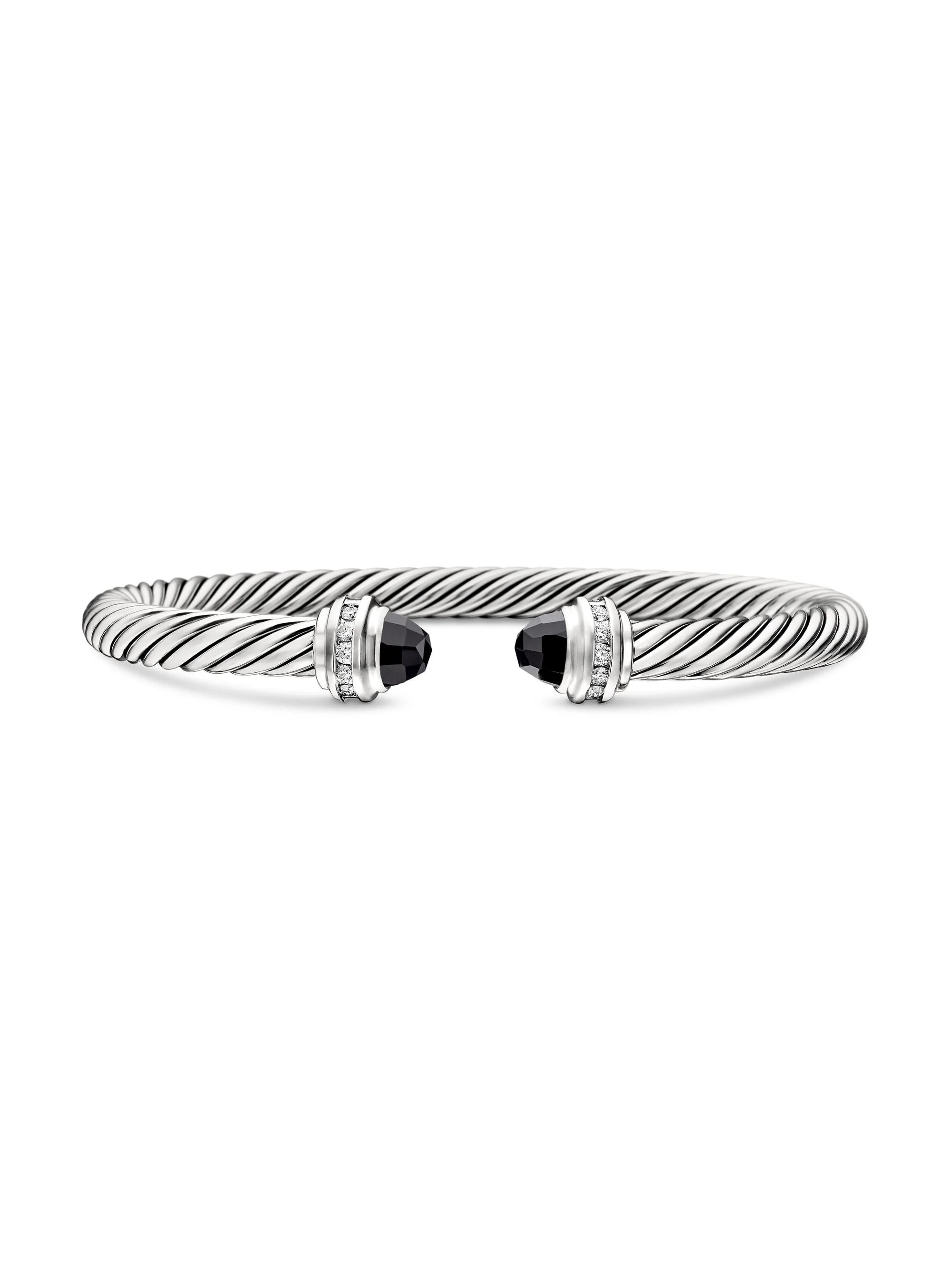 Women's Cable Classics Princess Bracelet with Pavé Diamonds - Black Onyx - 1