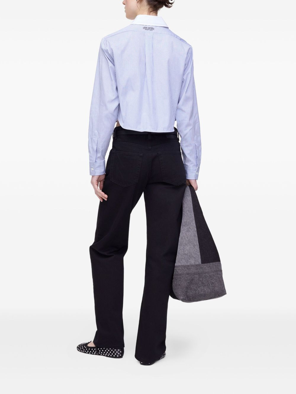 gingham check cropped shirt - 3
