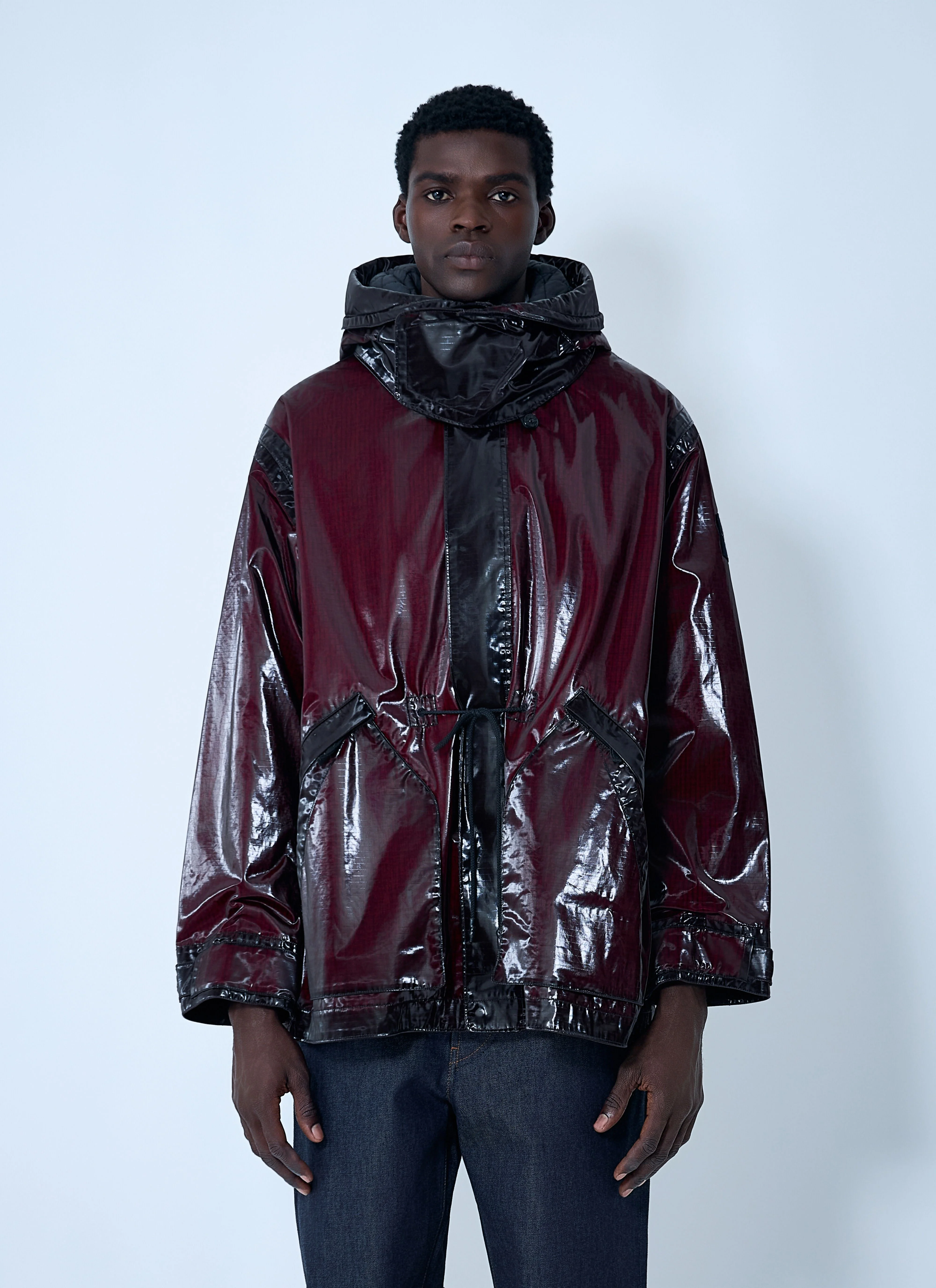 Hooded Uneven Ripstop Prismatic Parka Jacket - 1