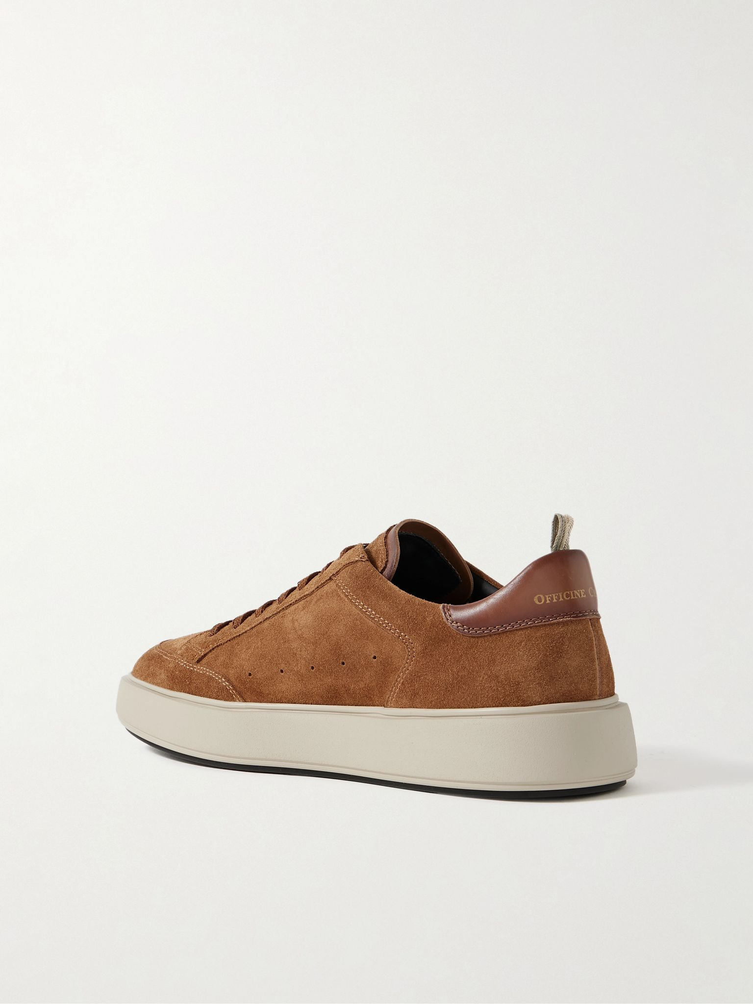 Sequel 002 Leather-Trimmed Suede Sneakers Tan - 4