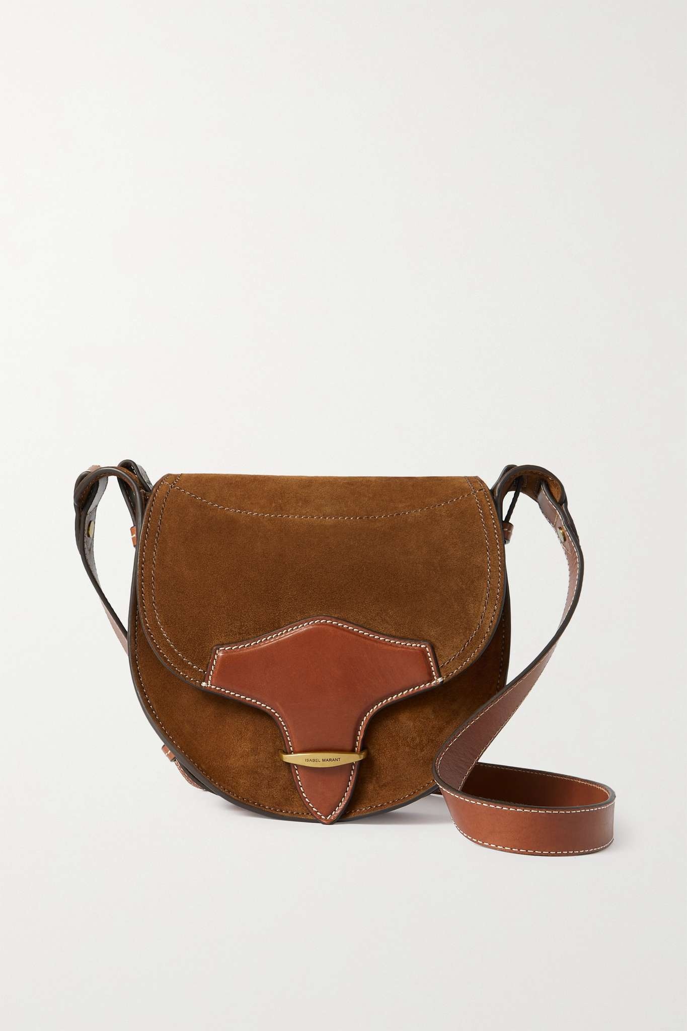 Botsy leather-trimmed suede shoulder bag - 1