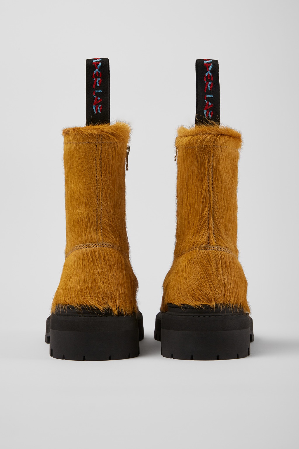 Dark yellow long calf hairboots - 3