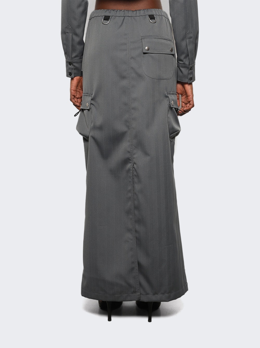 Tailored Cargo Maxi Skirt Grey Black - 5