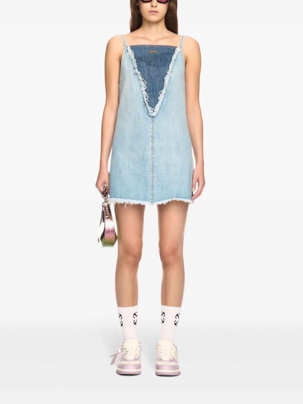frayed denim mini dress - 2