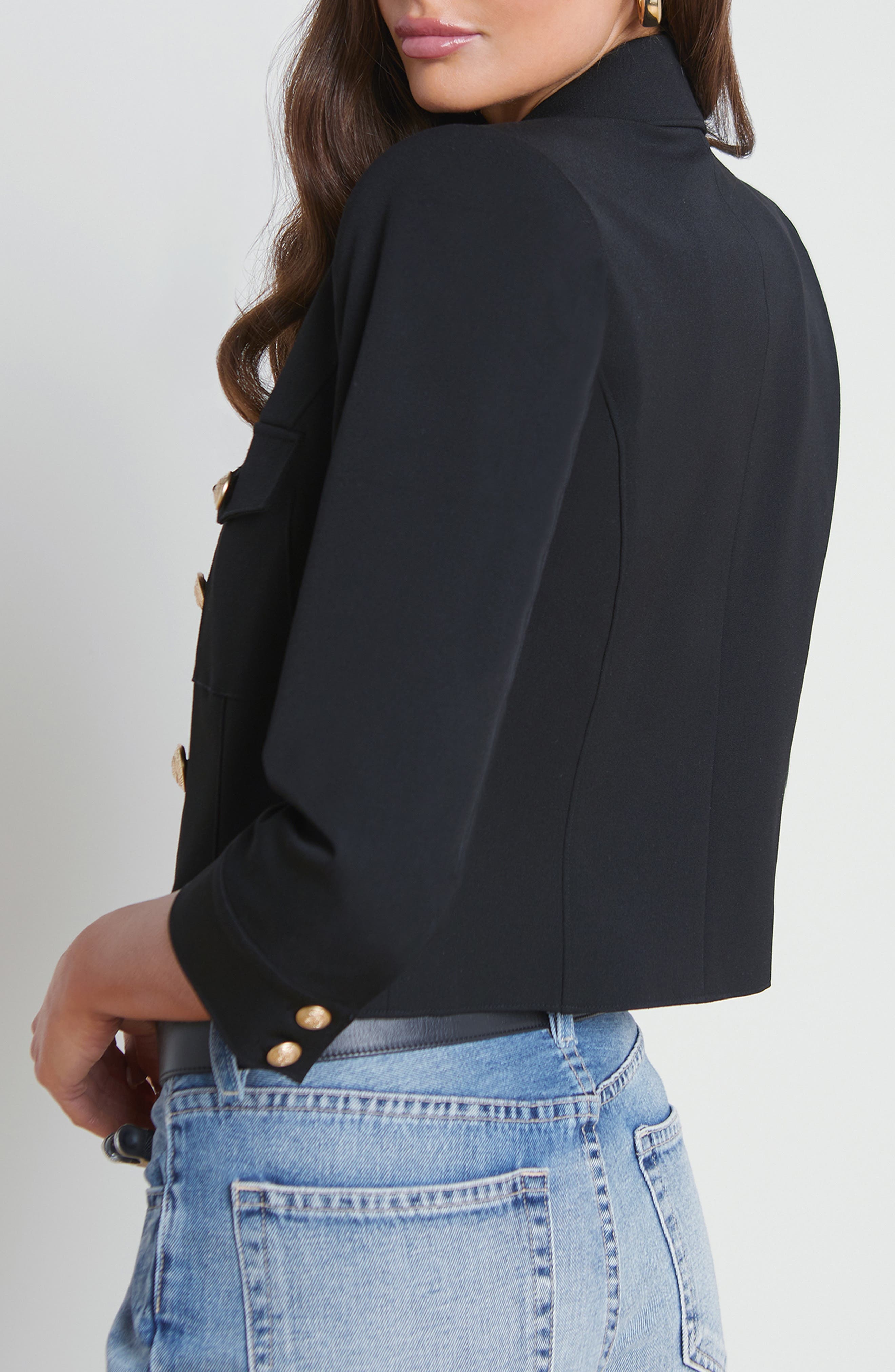 L'AGENCE Kumi Fitted Crop Jacket in Black at Nordstrom - 2