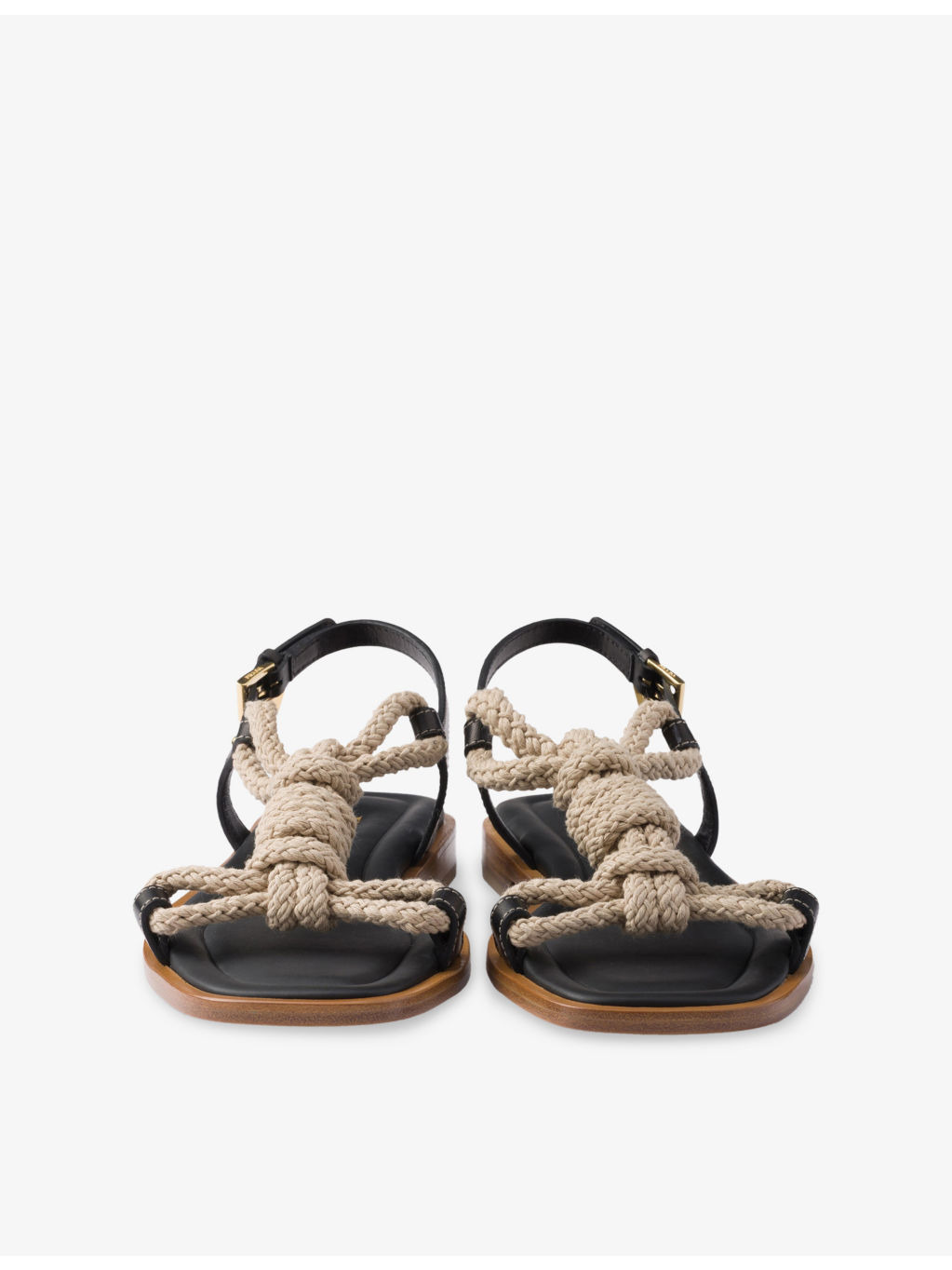 Flat Leather and Cord Sandals - 5