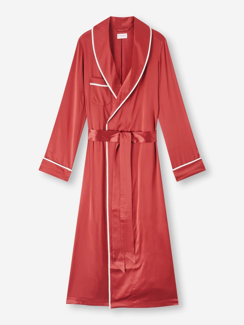 Women's Long Robe Bailey Silk Satin Rose Red - 1