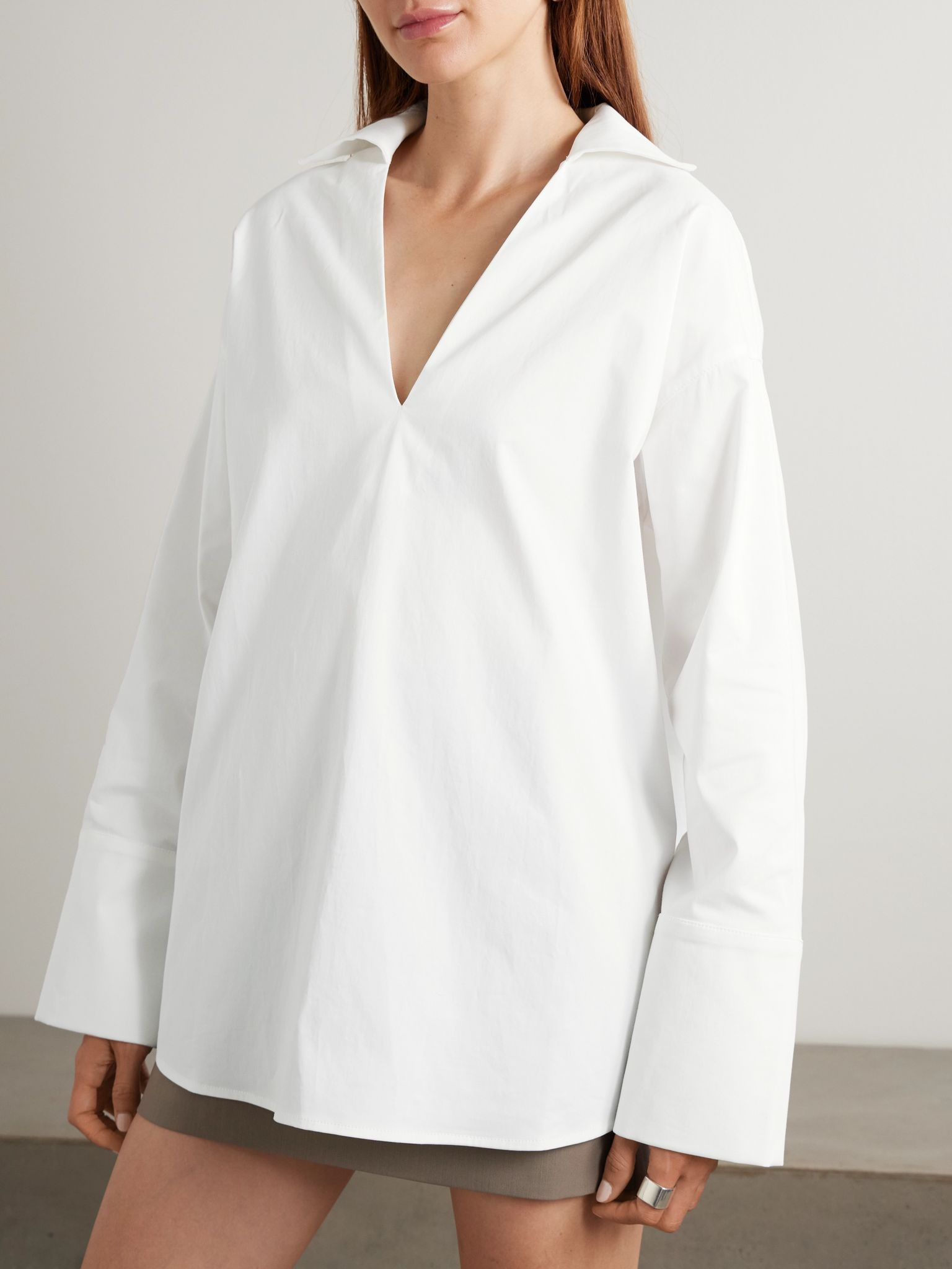 Luisa cotton-blend poplin shirt White - 3